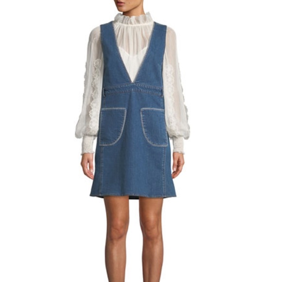 See by Chloe deep-V sleeveless denim mini dress - Picture 3 of 8